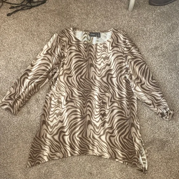 Elegant Brown and Cream Zebra Print Tunic size 1 - Picture 1 of 2